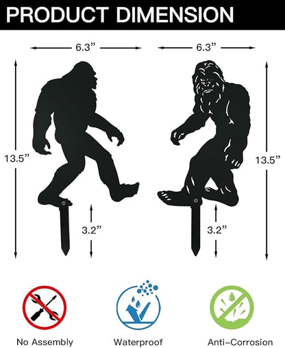 Elenon Bigfoot Garden Metal Stakes Set of 2, Inspirational Silhouette for Outdoor Decor, Yard Art,Patio,Lawn Ornaments