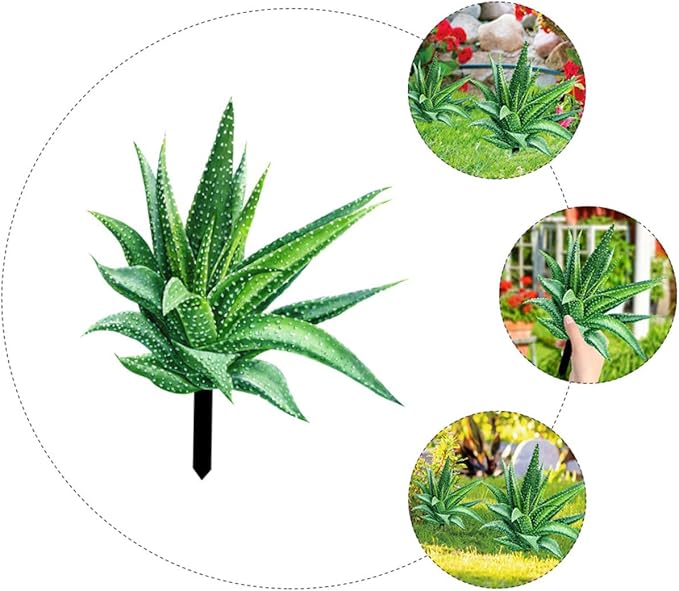 Ciieeo Aloe Stake Garden Decor Double-Sided Acrylic Outdoor Ornament for Vibrant Patio Decoration for Lawn and Pathway Displays