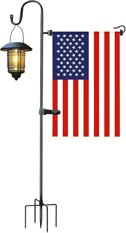 Garden Flag Stand and Shepherd Hook,36 Inch Garden Flag Pole Holder with one Tiger Clip and two Spring Stoppers for Bird-Feeder Lantern Plant-Hook Garden-Stake Seasonal Flags