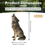 29.72" H x 17.91" L Large Howling Wolf Statue for Garden, Outdoor Sculpture, Animal Decor for Yard Porch Entryway Patio Living Room (Large, Howling Wolf)