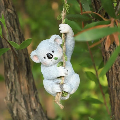 Hanging Animal Garden Statue Outdoor Tree Hugger, Resin Climbing on Vine Figurine Wall Art Sculpture for Patio Lawn Yard Ornaments (Koala)