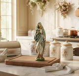 Napco Imports Mary Holding Lily Bouquet Ivory 4.5 x 12.25 Resin Stone Garden Figurine