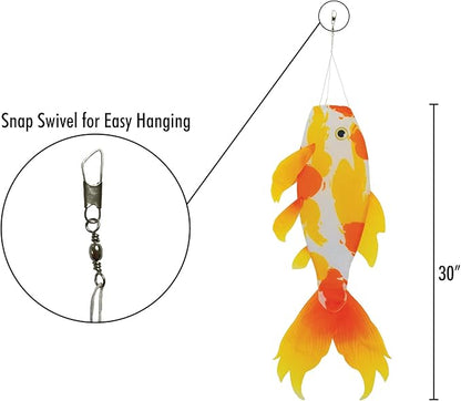 In the Breeze 5155 — Yellow Koi 30-inch Fish Windsock-Realistic Fishsock