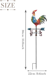 TERESA'S COLLECTIONS Garden Decor with Solar Outdoor Lights, Metal Rooster Weathervane Decorations for Outside, Red Yard Art Sign Decorative Garden Stake for Outdoor Fall Decor Lawn, Gifts for Mom