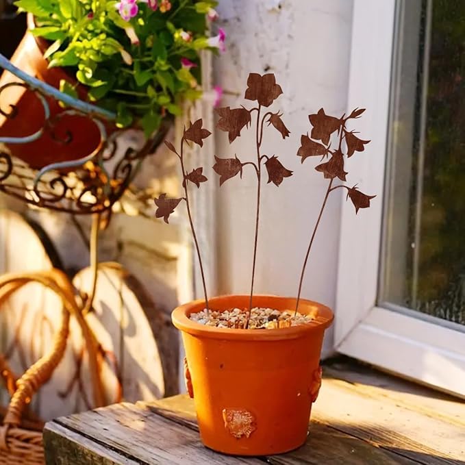 Decorative Garden Stakes, Welcome Yard Sign, Metal Arrangement Ornaments for Courtyard Lawn, Rusty Outdoor Decortions for Easter Housewarming (F)