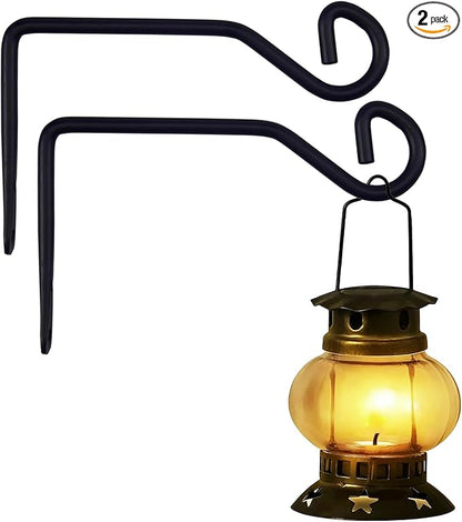 2 Pack Plant Hanger Wall Hook, Heavy Duty Metal Plant Hangers Outdoor Holds Up to 40 lb, Hooks for Hanging for Hanging Plants Indoor Outdoor Patio Garden （6IN Black）
