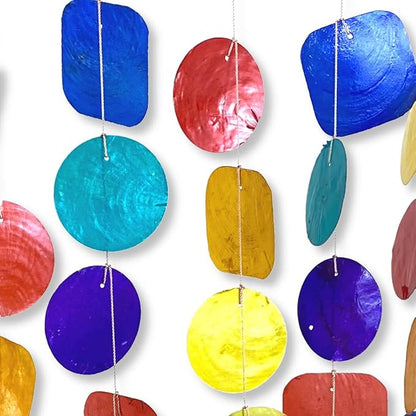 Capiz Wind Chime for Outside – Colorful Shell Windchime Outdoor Mobile Garden Patio Décor Gift 18” Long