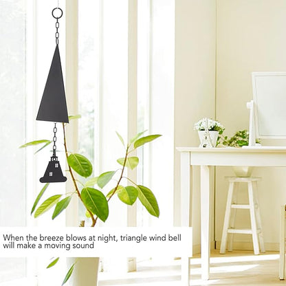 North Country Wind Chimes, Iron Triangle Wind Bell Chimes, Black Painted Wind Chimes with Lighthouse, for Indoor and Outdoor Garden Decorations