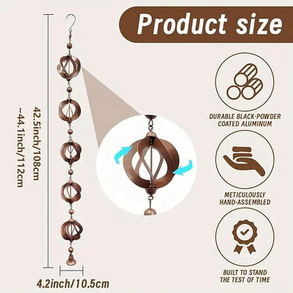 Rain Chain Home Decor, Outdoor 3.54 FT Rain Catcher Chain for Gutter Downspouts Divert for Roof Porch Lawn Gazebos Garden Drainage Eaves Decor (Pinecone) (Wind Chimes)