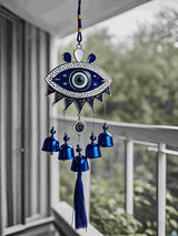 Creative Handmade Alloy Wind Chime Evil Eye Butterfly Sunflower Talisman Pendant Handmade Good Luck Charm, Car Kitchen Home Garden Patio Office (1pc Blue Eye)