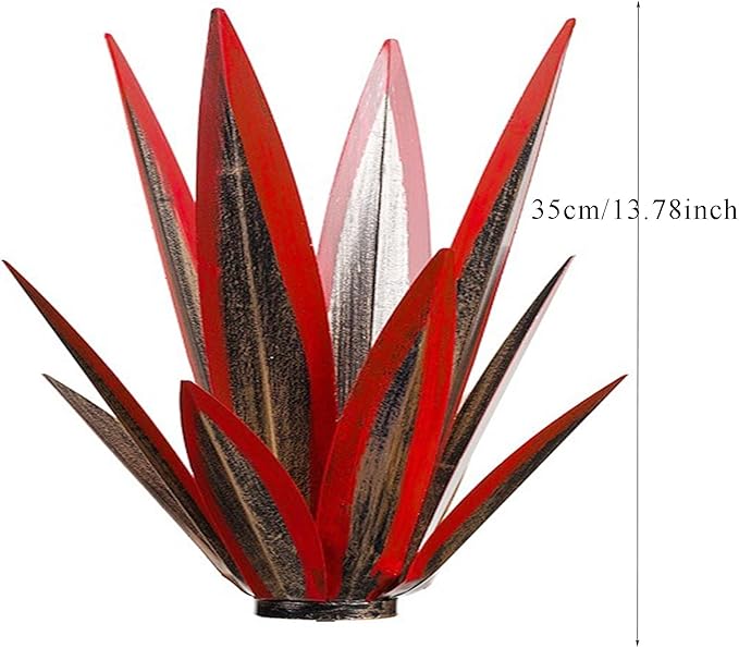 Tequila Rustic Sculpture, Metal Agave Plant Home Decor, DIY Hand Painted Metal Agave, Garden Yard Sculpture Lawn Home Art Decoration Statue, Garden Ornaments Outdoor Decor (Red)