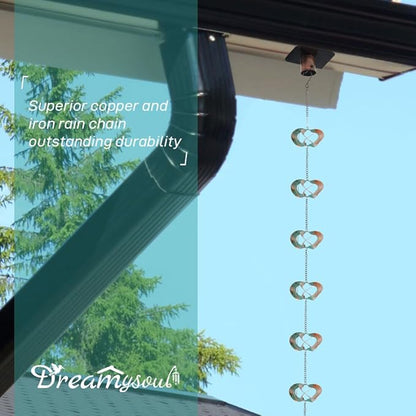 dreamysoul Rain Chains for Outside, 6.56 FT Length with 8 Spinners, Decorative Rain Chains for Gutters, Replacement for Downspout