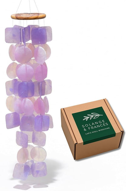 Solange & Frances Wind Chimes for Outside. Spring Decor Windchimes Outdoors Patio Decor. Unique Birthday Gifts for Women, Gift for Women Ideas (Purple & Pink)