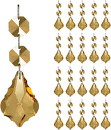 20pcs Crystal Maple Leaf Chandelier Prisms Replacement Pendant Connected Glass Octagon Beads Chain for Wedding Christmas Decoration 38mm (Champagne)