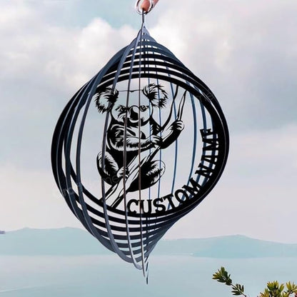 Personalized Koala Metal Wind Spinner, Custom Outdoor Ornament for Yard Display, Kinetic Wildlife Sculpture, Animal Gift (Koala Garden Wind Spinner)