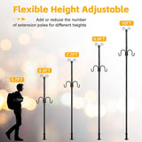 String Light Poles for Outside, 10FT Heavy Duty Outdoor String Light Pole Stand with Shepherd Hooks for Wood Deck Concrete Patio Garden Backyard Wedding Party Bird Feeder Lanterns Flower Basket 1PC
