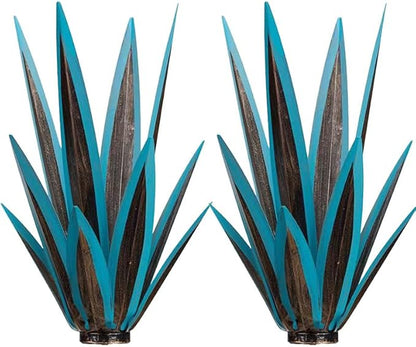 14 inch Metal Agave Flowers Plant Outdoor Décor DIY Metal Tequila Country Flowers Ornament Outdoor Decor Home Lawn Patio Stake Yard Art Decoration (Navy Blue, 2 PCS)