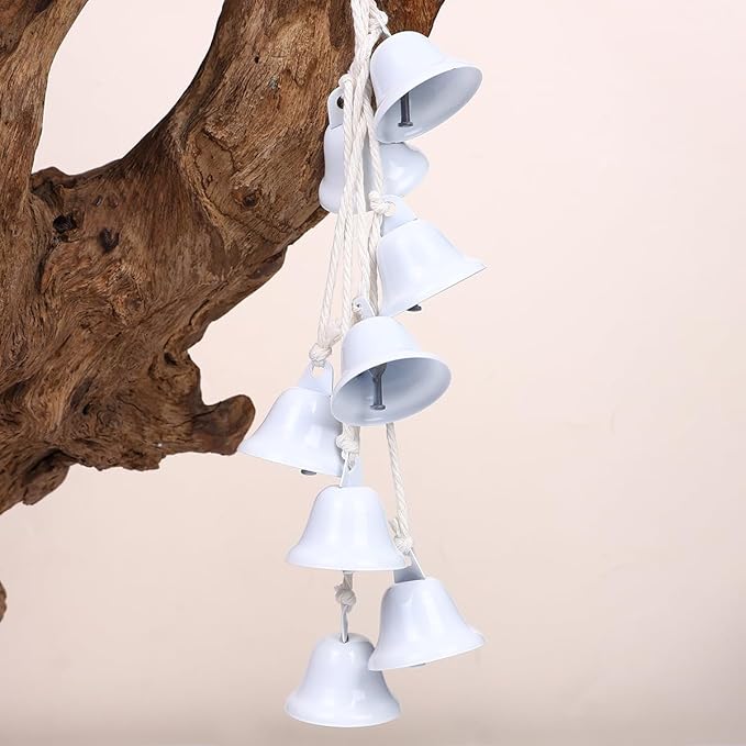 2 Pieces Witch Bells for Door Knob for Protection Handmade Decorative Door Hanging Bell Witch Wind Chimes for Boho Home Room Decor (White)