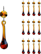 12pcs Raindrop Crystal Chandelier Parts, 53mm Hanging Crystals Glass Beads for Window, Curtain Decoration (Amber)