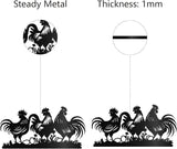 CREATCABIN Farmhouse Metal Wall Decor Hanging Sculpture Wall Art Rooster Hen Chick Egg Rustic Sign Wall Silhouette Artwork Decoration for Indoor Outside Home Office Hotel Black 11.8 x 5.9 Inch