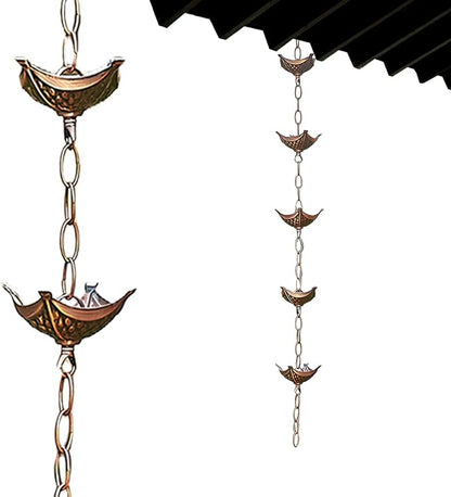 rain Chains for gutters Rain Chain Copper Imitation Chains for Gutters 3.3ft with 5 Cups Easy to Install Catcher for Outside Courtyards Replacement Style 2