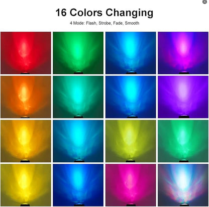 Pond Lights with Timer, Submersible Fountain Lights Colored Underwater LED IP68 Waterproof Memory Dimmable Outdoor Spotlights for Pond Fountain Waterfall Water Landscape, 6 Lights