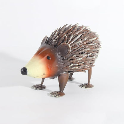 Lifelike Hedgehog Metal Sculpture – Painted Iron Animal Statue for Indoor/Outdoor Garden & Floor Decor, 33cm