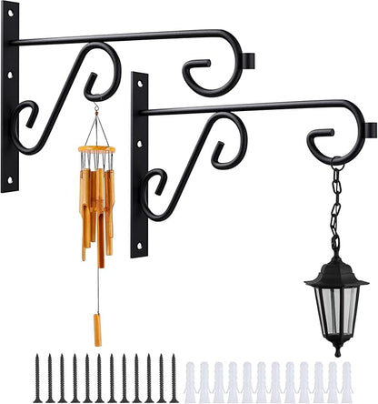 12Inch Hanging Plant Bracket 2Pack Metal Wall Hook,Anti-Rust Indoor Outdoor Wall Hangers for Bird Feeders, Planters, Lanterns, Wind Chimes,Doorplate