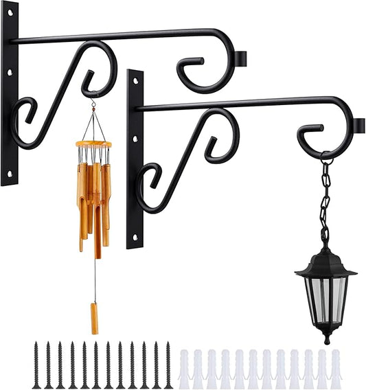 12Inch Hanging Plant Bracket 2Pack Metal Wall Hook,Anti-Rust Indoor Outdoor Wall Hangers for Bird Feeders, Planters, Lanterns, Wind Chimes,Doorplate