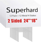 12 Pack Large Blank Yard Signs 18 x 24" with Metal Stakes, White Plastic Yard Lawn Sign for Birthday Decoration,Garage Sale,Guidepost, Open House, Rent