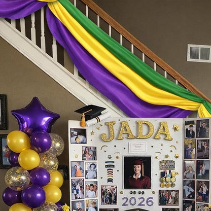 Graduation Party Decorations Bunting Flag & Mardi Gras Banner 2x20Ft Bunting Flag Class of 2026 Graduation Déco School Outdoor Porch Decor for Birthday & Events