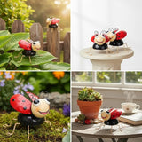 Cruis Cuka Metal Yard Art Garden Decor for Outside Cute Red Ladybugs Lawn Patio Ornaments Backyard Decorations Garden Gifts for Mom - Set of 4