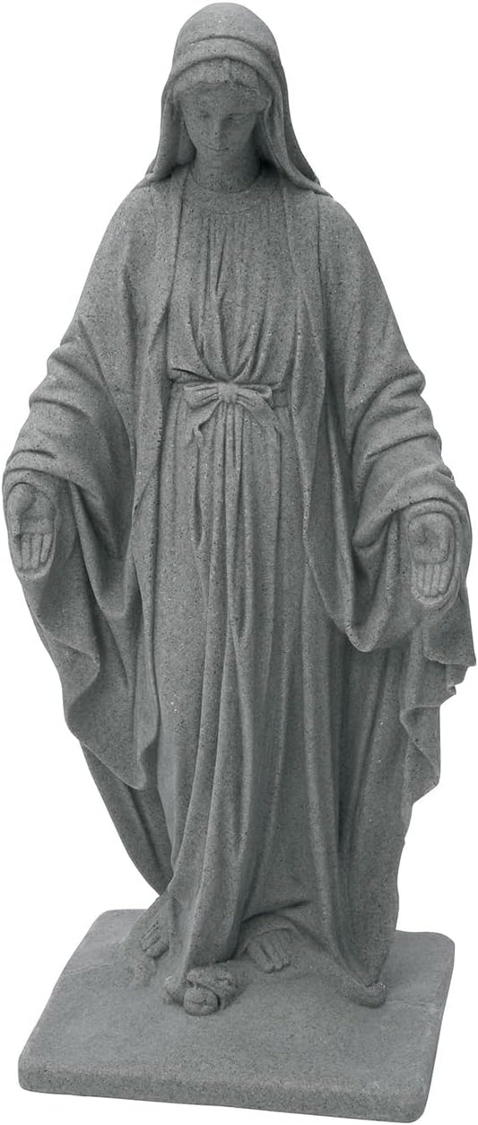 Virgin Mary Statue – Natural Granite Appearance – Made of Resin – Lightweight – 34”