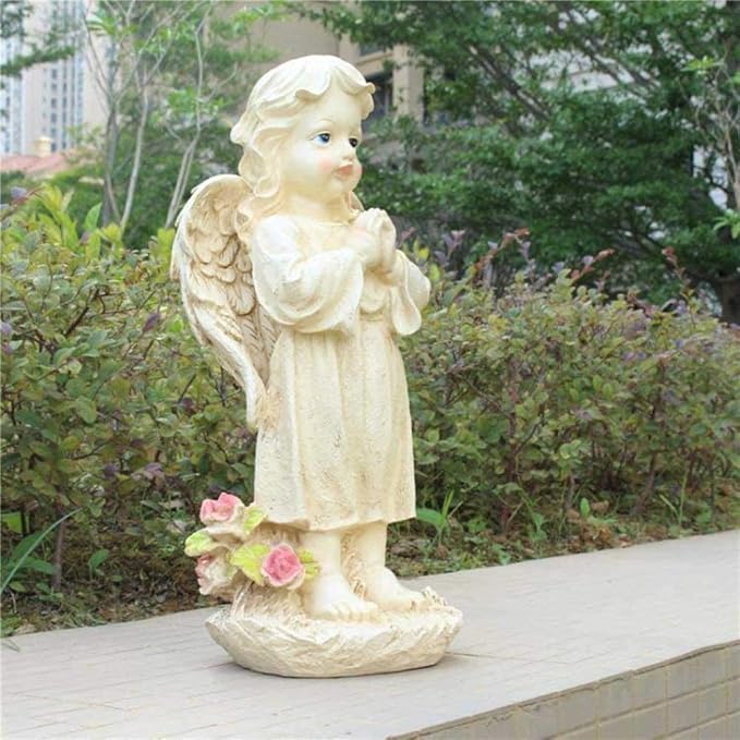 COAECJ Animal Sculpture for Garden Angel Sculpture, Rustic Vintage Old Outdoor Garden Courtyard Gardening Decoration Resin Angel Decoration Sculpture