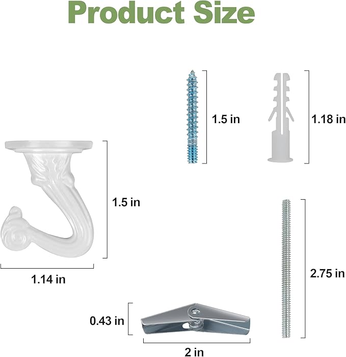 Aidoclip 6 pcs Ceiling Hooks for Hanging Plants,Hanging Hanging Lights Metal Small Hooks,Indoor Outdoor Wall Heavy Duty Plant Hanger Swag Hook