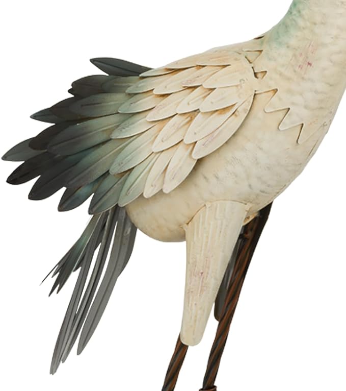 Regal Art & Gift Grey Crane Metal Statue – Indoor Outdoor Decorative Sculpture for Home & Garden Décor, Weather-Resistant Yard Art Figure for Patio, Lawn - Upward Gaze