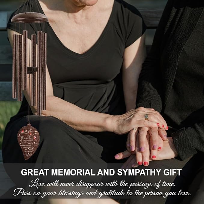 Memorial Sympathy Wind Chimes for Loss of Loved One 32'', Cardinal Wind Chimes in Memory of a Loved One, Cardinal Memorial Gifts, Bereavement Condolence Remembrance Gifts,Bronze