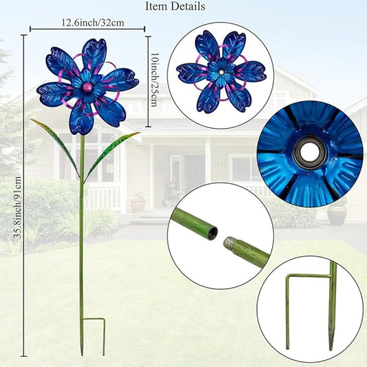Wind Spinners Outdoor, 2 Pack Metal Pinwheels, Decorative Wind Sculptures & Spinners, Kinetic Windmill for Patio, Garden, Yard, Porch Decor