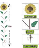 Metal Sunflower Glass Bottle Tree Stake for OutdoorColorful Garden Decorative Bottle Holder & Outdoor