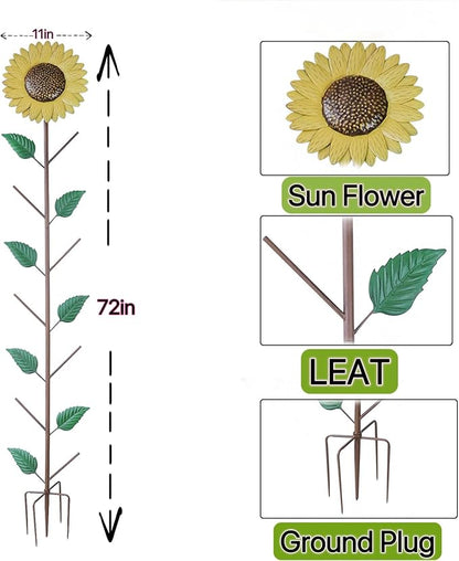 Metal Sunflower Glass Bottle Tree Stake for OutdoorColorful Garden Decorative Bottle Holder & Outdoor