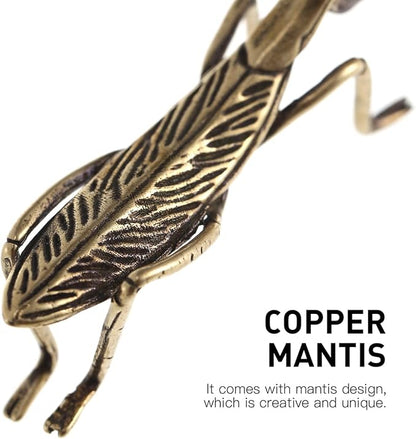 Metal Mantis Brass Praying Mantis Mini Fairy Garden Animal Figurines Lawn Patio Tree Ornaments Sculpture Micro Landscape Ornaments for Backyard Desk