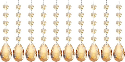 PATIKIL Teardrop Crystal Chandelier Pendants Beads, 10 Pack 145mm Length 38mm Chandelier Prisms Parts Ornaments Hanging Beads for DIY Arts Crafts Decoration, Electroplating Gold Tone