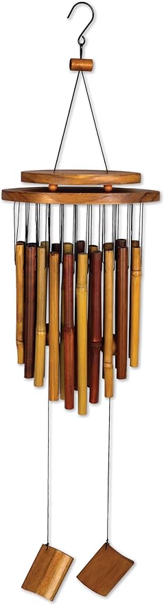 Sunset Vista Designs 91941 Outdoor Chimes Zen Gardens Bamboo Wind Chime for Patios Porches and More, 31-Inches Long, Apricot