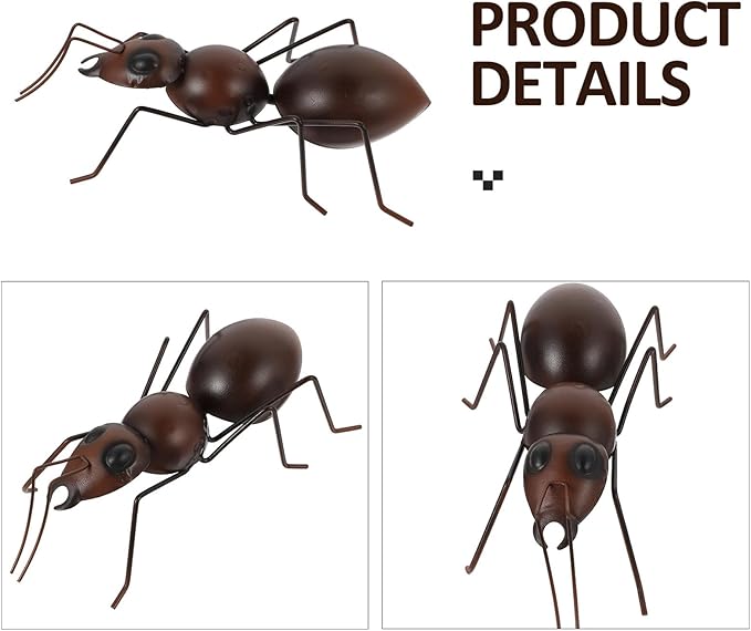 OSALADI Large Iron Craft Ant Statue Ornament for Garden Balcony Lawn Decoration Handcrafted Metal Figurine with Fine Texture Cartoon Style Tabletop Adornment for Outdoor Patio