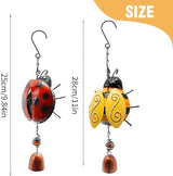 VIKKSAER 2pcs Metal Ladybug Wind Chime and Bees Wind Bell, Small Hanging Rustic Home Ornament for Indoor Outdoor Garden Yard Patio Hanging Decor
