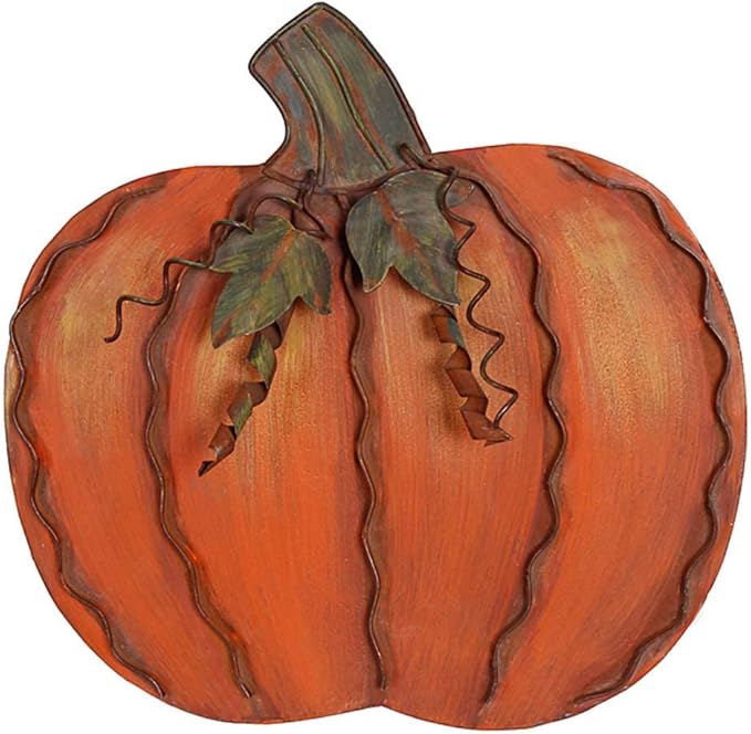 Linfevisi Metal Pumpkin Decor for Outside Standing Pumpkin Sign Flat Fall Porch Decor Yard Pumpkins Statue Outdoor Fall Decorations for Home Shelf Autumn Thanksgiving Halloween Garden Kitchen 12 Inch