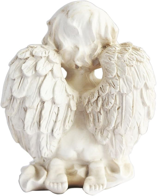 KiaoTime Vintage Kneeling Praying Cherub Statue Angel Statue Figurine Indoor Outdoor Home Garden Decoration Wings Angel Statue Sculpture Memorial Statue