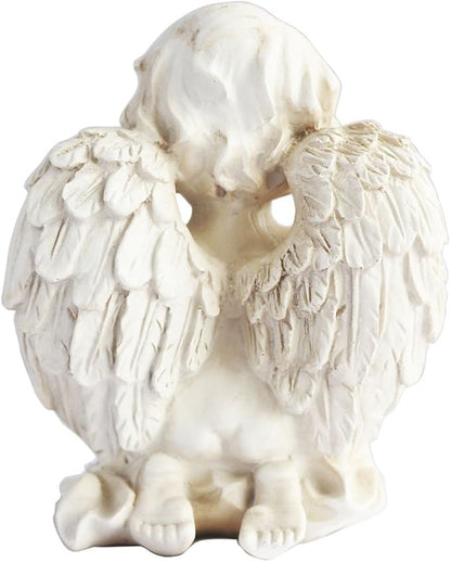 Vintage Kneeling Praying Cherub Statue Indoor Outdoor Home Garden Decoration Wings Angel Statue Memorial Sculpture
