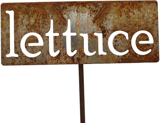 Classic Metal Garden Markers 19 Inches Tall (lettuce, Naturally Rusted)