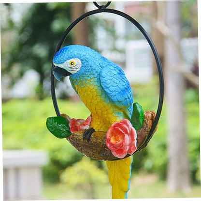 Hanging Parrot Garden Decor Resin Parrot Statue Outdoor Decor Parrot on Perch Garden Sculpture Parrot Statue Garden Sculptures for Outdoor Garden Decorations Vivid Arts Garden Ornaments Blue